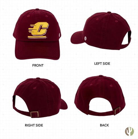 Desert Cactus Central Michigan University Baseball Hat CMU Chippewas Brimmed Embroirderd Cap Adjustable Cloth Strap Adult (Style C) Black in Saudi Arabia