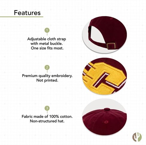 Desert Cactus Central Michigan University Baseball Hat CMU Chippewas Brimmed Embroirderd Cap Adjustable Cloth Strap Adult (Style C) Black in Saudi Arabia
