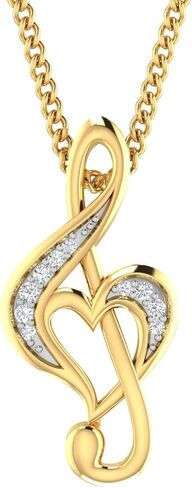 0.043 Ct Tw Natural Diamond Treble Clef Love Musical Heart Pendant 18" Necklace In 925 Sterling Silver For Women | Fine Jewelry Gift Box Included in Saudi Arabia