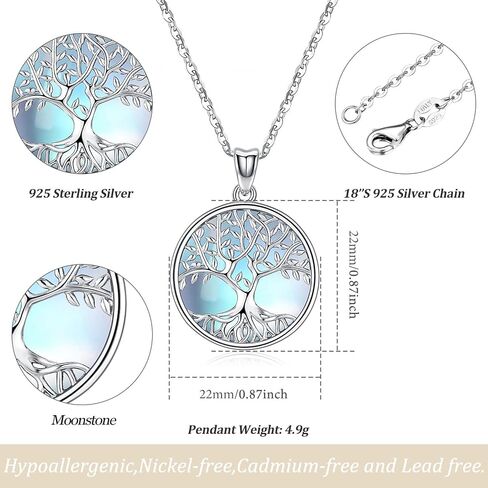 Tree of Life Necklace for Women, Sterling Silver Pendant with 18'' Chain, Jewelry Gifts for Women Grandma Wife Mom (with Gift Box) in Kuwait