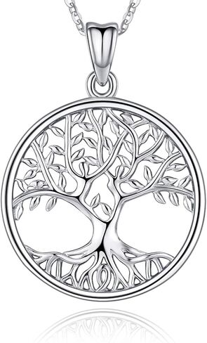 قلادة شجرة الحياة للنساء، قلادة من الفضة الاسترليني مع سلسلة 18 بوصة، هدايا مجوهرات للنساء الجدة والزوجة والأم (مع صندوق هدايا) in Kuwait