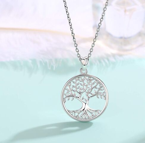 قلادة شجرة الحياة للنساء، قلادة من الفضة الاسترليني مع سلسلة 18 بوصة، هدايا مجوهرات للنساء الجدة والزوجة والأم (مع صندوق هدايا) in Kuwait
