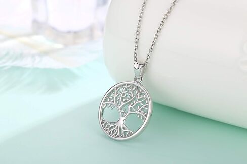 قلادة شجرة الحياة للنساء، قلادة من الفضة الاسترليني مع سلسلة 18 بوصة، هدايا مجوهرات للنساء الجدة والزوجة والأم (مع صندوق هدايا) in Kuwait