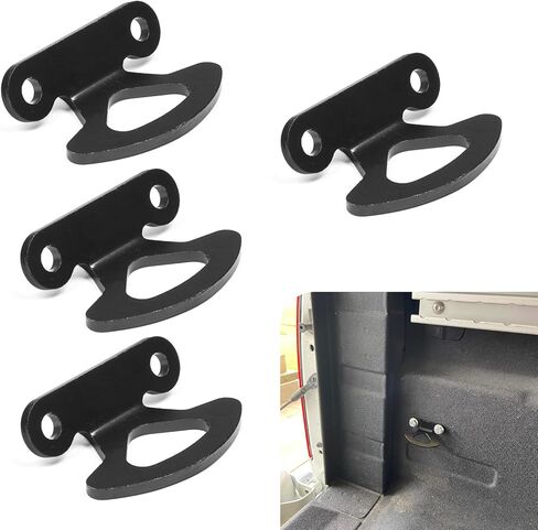 4 قطع من خطاف ربط صندوق شحن السيارة، خطاف مرساة لسرير الشاحنة من الفولاذ المقاوم للصدأ مقاس 2.75 بوصة × 1.97 بوصة، دعامة تثبيت بمشبك حبل مرساة، متوافق مع Ford F-150 Explorer Sport Trac Lincoln Marklt (أسود) in Kuwait