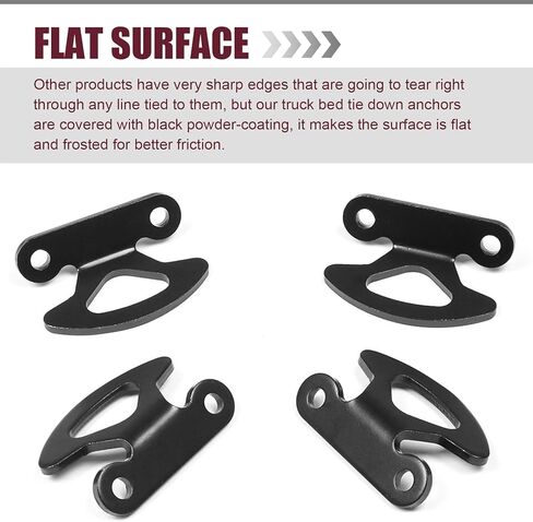 4 قطع من خطاف ربط صندوق شحن السيارة، خطاف مرساة لسرير الشاحنة من الفولاذ المقاوم للصدأ مقاس 2.75 بوصة × 1.97 بوصة، دعامة تثبيت بمشبك حبل مرساة، متوافق مع Ford F-150 Explorer Sport Trac Lincoln Marklt (أسود) in Kuwait