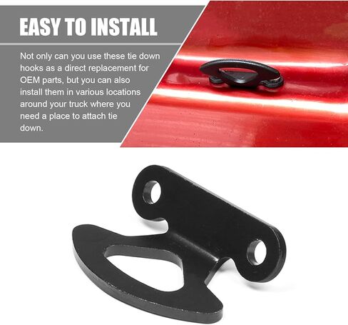 4 قطع من خطاف ربط صندوق شحن السيارة، خطاف مرساة لسرير الشاحنة من الفولاذ المقاوم للصدأ مقاس 2.75 بوصة × 1.97 بوصة، دعامة تثبيت بمشبك حبل مرساة، متوافق مع Ford F-150 Explorer Sport Trac Lincoln Marklt (أسود) in Kuwait