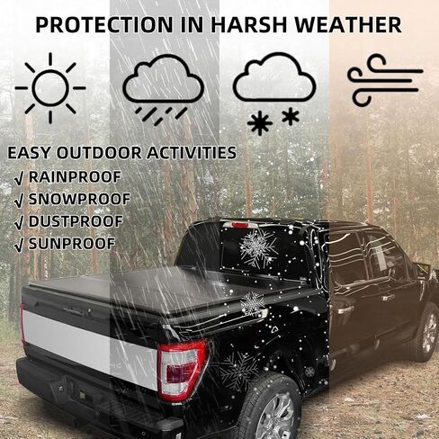 Hard Folding Truck Bed Tonneau Cover Replacement for Ford F250 F350 F-250 F-350 Super Duty 1999-2024 6.8 FT Standard Box, Tri-Fold Style Black Vahaha in Kuwait