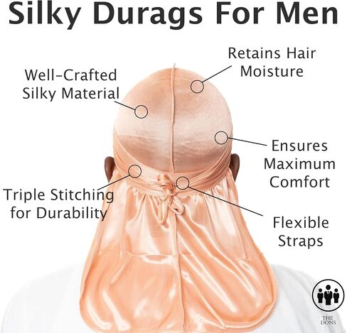 The Dons - Well-Crafted Silk Durag for Men, Comfort Fit Do Rags in Varied Colors, Hair Hydration, Moisture & Wave Retention in Saudi Arabia