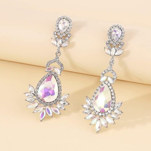 أقراط قلادة من أحجار الراين البوهيمية من Octwine أقراط متدلية على الموضة أقراط متدلية لامعة للحفلات الراقصة للنساء in Kuwait