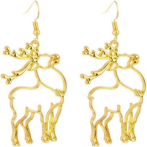H&Z 4 Pairs Abstract Gold Fun Statement Elk Christmas Tree Santa Bell Shaped Earrings Geometric Hollow Out Face Body Ethnic Dangle Stud Earrings in Kuwait