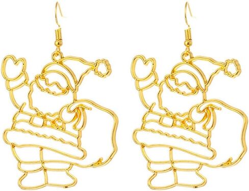 H&Z 4 Pairs Abstract Gold Fun Statement Elk Christmas Tree Santa Bell Shaped Earrings Geometric Hollow Out Face Body Ethnic Dangle Stud Earrings in Kuwait