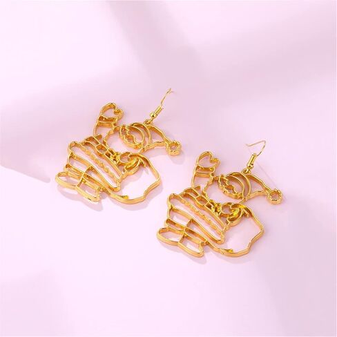 H&Z 4 Pairs Abstract Gold Fun Statement Elk Christmas Tree Santa Bell Shaped Earrings Geometric Hollow Out Face Body Ethnic Dangle Stud Earrings in Kuwait