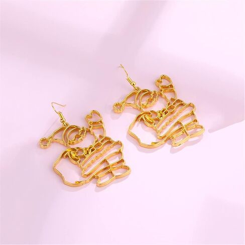 H&Z 4 Pairs Abstract Gold Fun Statement Elk Christmas Tree Santa Bell Shaped Earrings Geometric Hollow Out Face Body Ethnic Dangle Stud Earrings in Kuwait