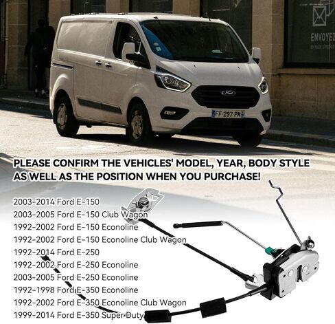 مجموعة مزلاج الباب السفلي مع مقبض الباب متوافق مع E150 E250 E350 Van Superduty 1992-2009 باب مفصلي جانب الركاب يسار 40% استبدال المزلاج والمقبض 6C2Z-15264A01-AA in Kuwait