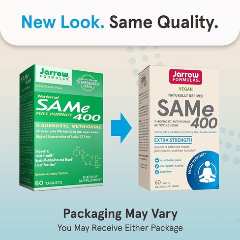 Jarrow Formulas® SAMe 400 mg, Supports Joint Health, Liver Function, Brain Metabolism, 60 Tablets, Up To a 60 Day Supply in Kuwait