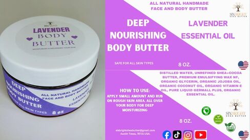 Sixbright Whipped Body Butter Cream-Deep Nourishing, Vegan, Hydrating-For All Skin Types-Women Organic Ingredients-Zero Artificial Fragrance-For Stretch Marks Dry Skin (8oz., LAVENDER) in Saudi Arabia