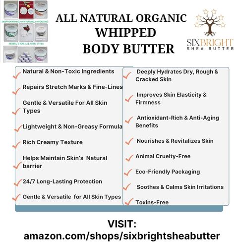 Sixbright Whipped Body Butter Cream-Deep Nourishing, Vegan, Hydrating-For All Skin Types-Women Organic Ingredients-Zero Artificial Fragrance-For Stretch Marks Dry Skin (8oz., LAVENDER) in Saudi Arabia