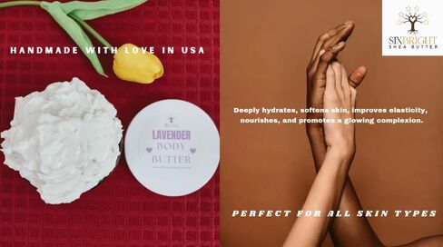 Sixbright Whipped Body Butter Cream-Deep Nourishing, Vegan, Hydrating-For All Skin Types-Women Organic Ingredients-Zero Artificial Fragrance-For Stretch Marks Dry Skin (8oz., LAVENDER) in Saudi Arabia