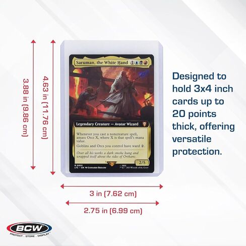 BCW 3x4 Topload Card Holder - Premium 20PT Thickness | 25 Pack | Quality Rigid PVC Protector for Standard Size Trading Cards | Card Holders for Sports Cards, MTG, Pokemon, and More in Saudi Arabia