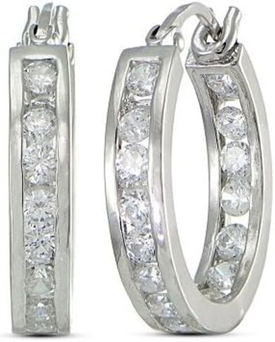 Cubic Zirconia Inside-Out Small 15mm Round Hoop Earrings, 3/5 Inch, Many Color Options in Saudi Arabia