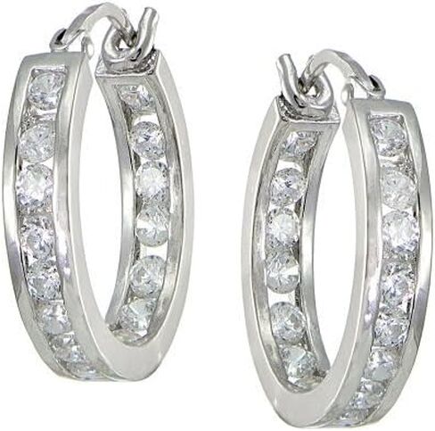 Cubic Zirconia Inside-Out Small 15mm Round Hoop Earrings, 3/5 Inch, Many Color Options in Saudi Arabia