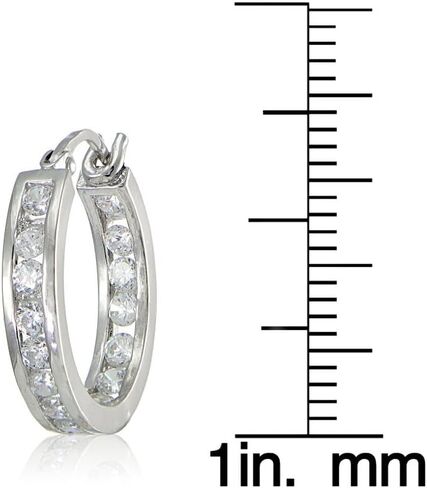 Cubic Zirconia Inside-Out Small 15mm Round Hoop Earrings, 3/5 Inch, Many Color Options in Saudi Arabia