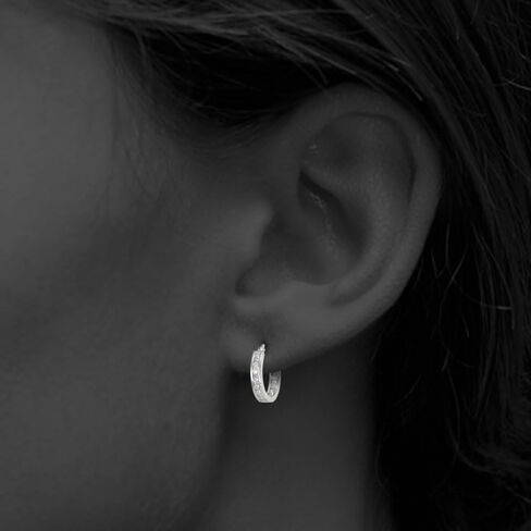 Cubic Zirconia Inside-Out Small 15mm Round Hoop Earrings, 3/5 Inch, Many Color Options in Saudi Arabia