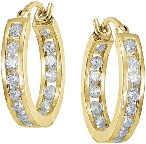 Cubic Zirconia Inside-Out Small 15mm Round Hoop Earrings, 3/5 Inch, Many Color Options in Saudi Arabia