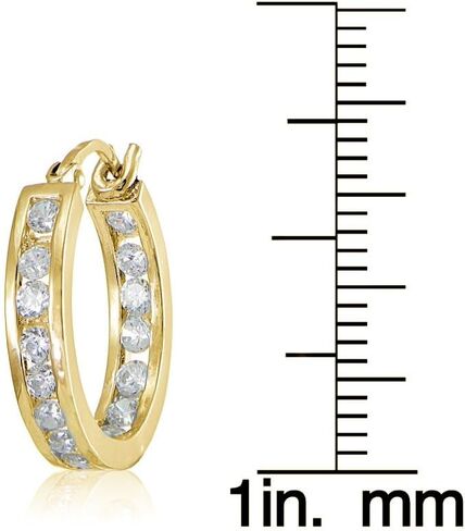 Cubic Zirconia Inside-Out Small 15mm Round Hoop Earrings, 3/5 Inch, Many Color Options in Saudi Arabia