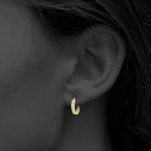 Cubic Zirconia Inside-Out Small 15mm Round Hoop Earrings, 3/5 Inch, Many Color Options in Saudi Arabia