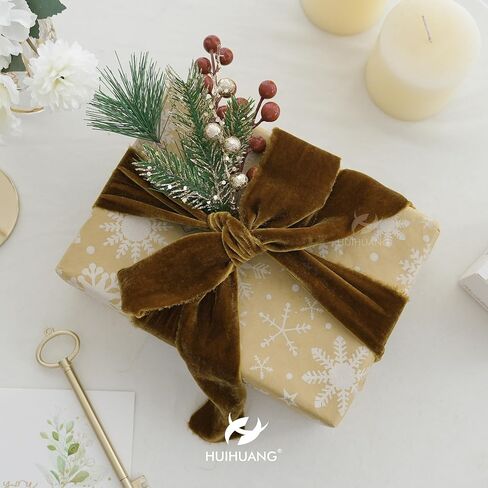 HUIHUANG Black Velvet Ribbon 2 inch Handmade Frayed Silk Velvet Ribbon for Flower Bouquet, Gift Wrapping, Invitations, Halloween Decor, Christmas Decor, Wedding Bridal Shower Decor-3 Yards in Kuwait