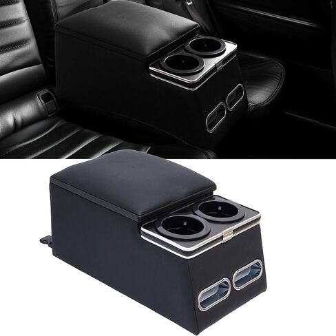 Nisorpa Upgrade Universal Car Center Console Organizer with Cup Holder and Phone Holder for Car Minivan Van Truck Floor Cab Back Bench Rear Seat Storage Box Black in Saudi Arabia