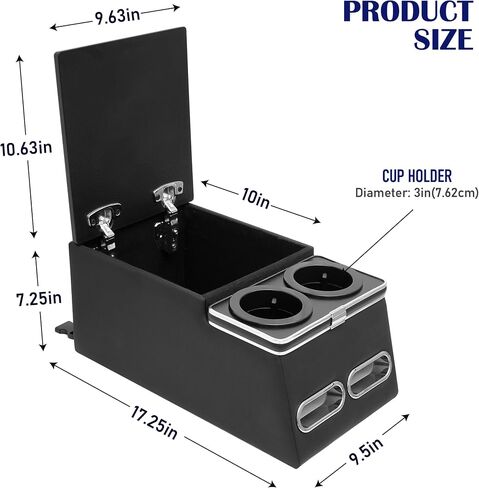 Nisorpa Upgrade Universal Car Center Console Organizer with Cup Holder and Phone Holder for Car Minivan Van Truck Floor Cab Back Bench Rear Seat Storage Box Black in Saudi Arabia