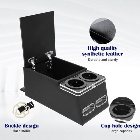Nisorpa Upgrade Universal Car Center Console Organizer with Cup Holder and Phone Holder for Car Minivan Van Truck Floor Cab Back Bench Rear Seat Storage Box Black in Saudi Arabia