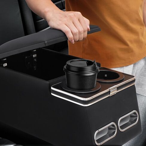 Nisorpa Upgrade Universal Car Center Console Organizer with Cup Holder and Phone Holder for Car Minivan Van Truck Floor Cab Back Bench Rear Seat Storage Box Black in Saudi Arabia