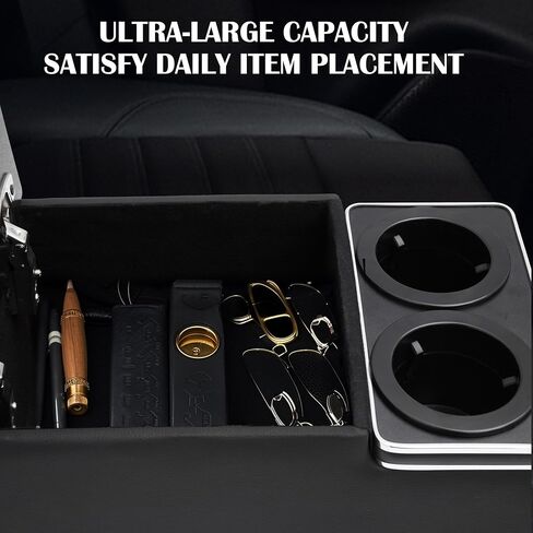 Nisorpa Upgrade Universal Car Center Console Organizer with Cup Holder and Phone Holder for Car Minivan Van Truck Floor Cab Back Bench Rear Seat Storage Box Black in Saudi Arabia