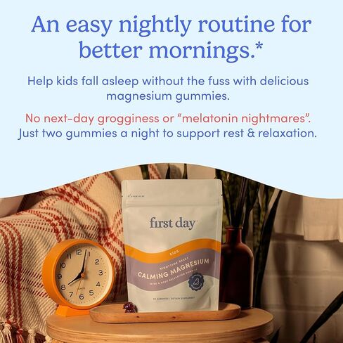 First Day Kids’ Nighttime Reset Calming Magnesium Gummies – Sleep Aid to Support Calm & Relaxation – Bedtime Supplement with Magnesium Citrate, Suntheanine & No Melatonin – 30-Day Supply in Saudi Arabia