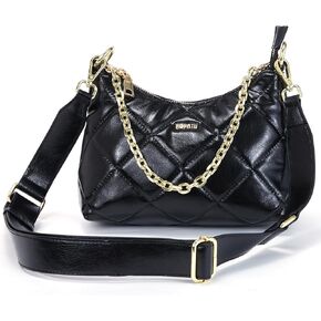 BOYATU Quilted Crossbody Bags for Women：Genuine Leather Shoulder Bags - Vintage Trendy Purse