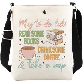 Coffee Book Gift Crossbody Bag for Book Lovers Coffee Lovers Gifts Book Cross Body Purse with Shoulder Strap Bucket Bag