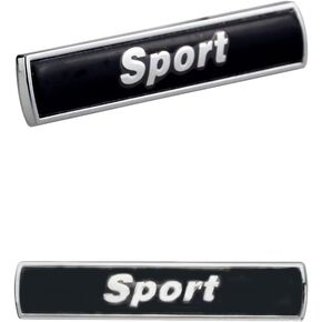 2Pc Sport Logo Emblem Badge Car Side Fender Sticker Nameplate Replacement for M Series Car (Black Silver) (X1AQA-32)