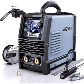 140A MIG Welder, 110V Flux Core MIG Welder/Stick/Lift TIG 3 in 1 Welding Machine with Large LED Digital Display, IGBT Inverter Portable Gasless Welder with Welding Gun and Flux Core Wire