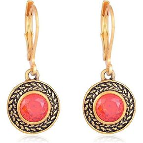 Savma Handmade Crystal Leverback Earrings for Women 925 Sterling Silver Dangle Earring with Charm Pierced Lightweight Dangling Bohemian Small Hoop Earring