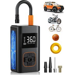 Tire Inflator Portable Air Compressor - 10000mAh Cordless Air Pump for Car Tires, 150 PSI Electric Bike Tire Pump with LED Light and Digital Pressure Gauge for Motorcycle, Auto, Ball, Bicycle