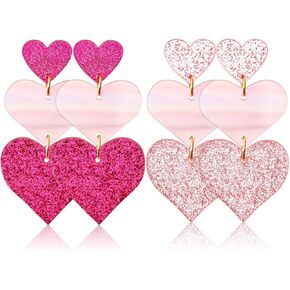 AUGSUN 2 Pairs Faux Leather Earrings for Women Acrylic Stud Earrings Lightweight Leaf Long Dangle Earrings Teardrop Earrings