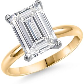 Gem Stone King 4.00 Ct IGI Certified Lab Grown Diamond Solitaire Engagement Ring For Women In 2 Tone 14K Yellow and White Gold Ring | F-G Color | VS1 Clarity | Available In Size 5, 6, 7, 8, 9