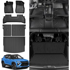 AOMSAZTO Floor Mats and Cargo Liner and Backrest Mat for Chevy Trailblazer FWD 2021-2025 (Only Fit Cargo in Upper Deck Position) - 1st and 2nd Row All Weather Car Trunk Liner for Chevrolet Trailblazer in Kuwait