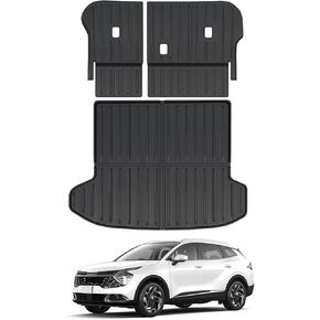 بطانة البضائع وأغطية المقعد الخلفي لكيا سبورتاج 2023 2024 2025 ملحقات الغاز والهجين مع مضخم صوت الشحن (غير مناسب للمكونات الهجينة) (حصيرة صندوق السيارة + حصيرة مسند الظهر) in Kuwait