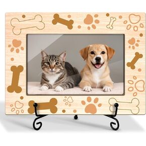 Paw Print Pet Photo Picture Frame Dog Picture Frame, Pet Memorial Picture Frame For Dogs Cat, Photo Gifts For Pet Owner Friends, Insert 4 x 6 Picture -Love Is a Four Legged Word (Vertical)-52