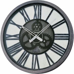Seiko Jessie Non Ticking Wall Clock, 20 Inch, Metallic Dark Silver