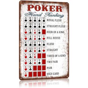 Vintage Poker Hands Rankings Metal Tin Sign Poker Hands Ranked Wall Decor For Game Room Man Cave Bar